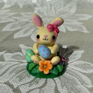Handmade Easter Bunny Polymer Clay Figurine Sculpture Spring Rabbit Decor